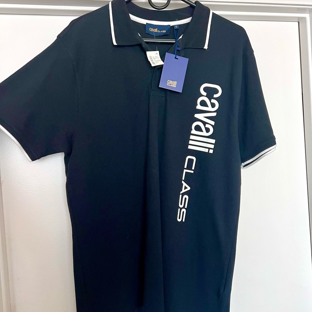 Cavalli Class Men's Navy Blue Polo Shirt